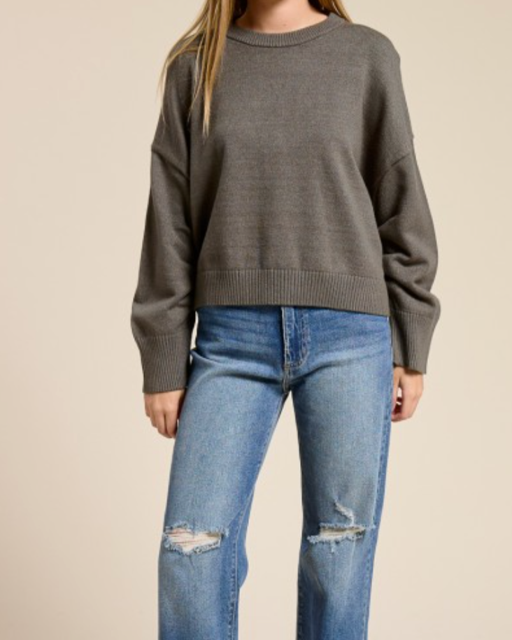 ellis crewneck cashmere blend sweater - loden