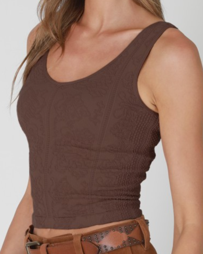 chantilly lace reversible tank top - chocolate