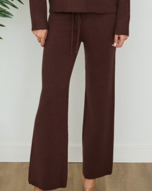 whisper wide leg knit pant - chocolate brown