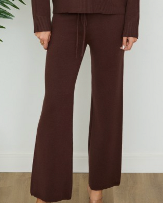 whisper wide leg knit pant - chocolate brown
