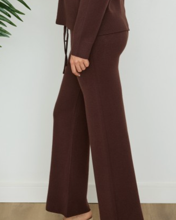 whisper wide leg knit pant - chocolate brown