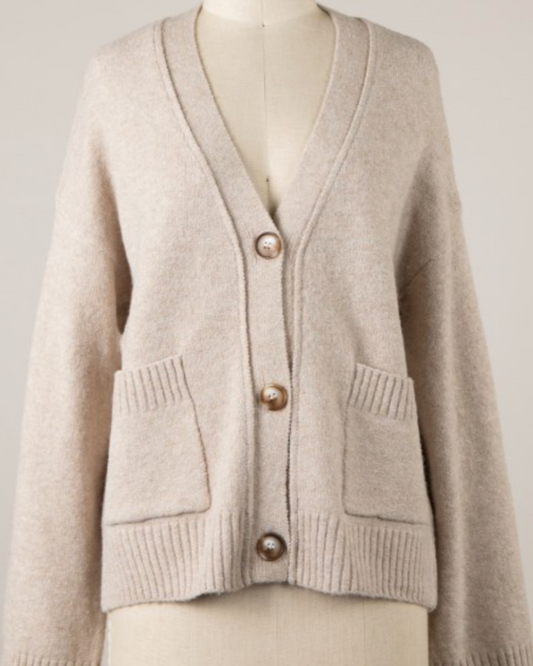 daydream v-neck cardigan sweater - khaki