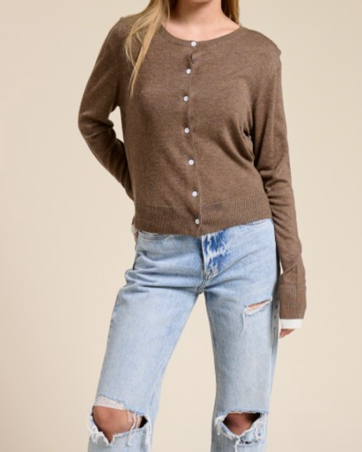 amber cardigan - mocha