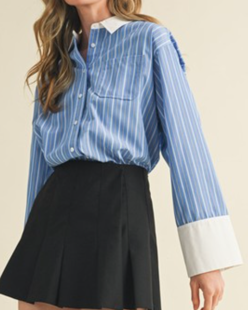 audrey striped blouse - blue