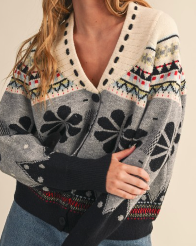 desert bloom cardigan - black