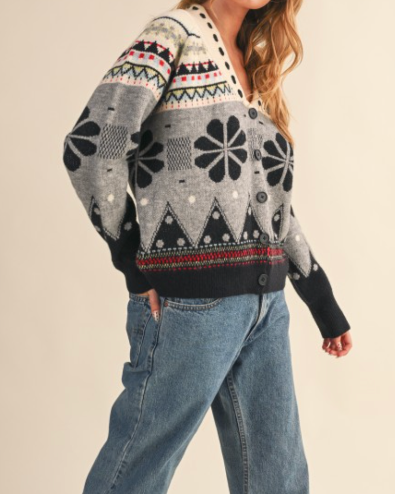 desert bloom cardigan - black