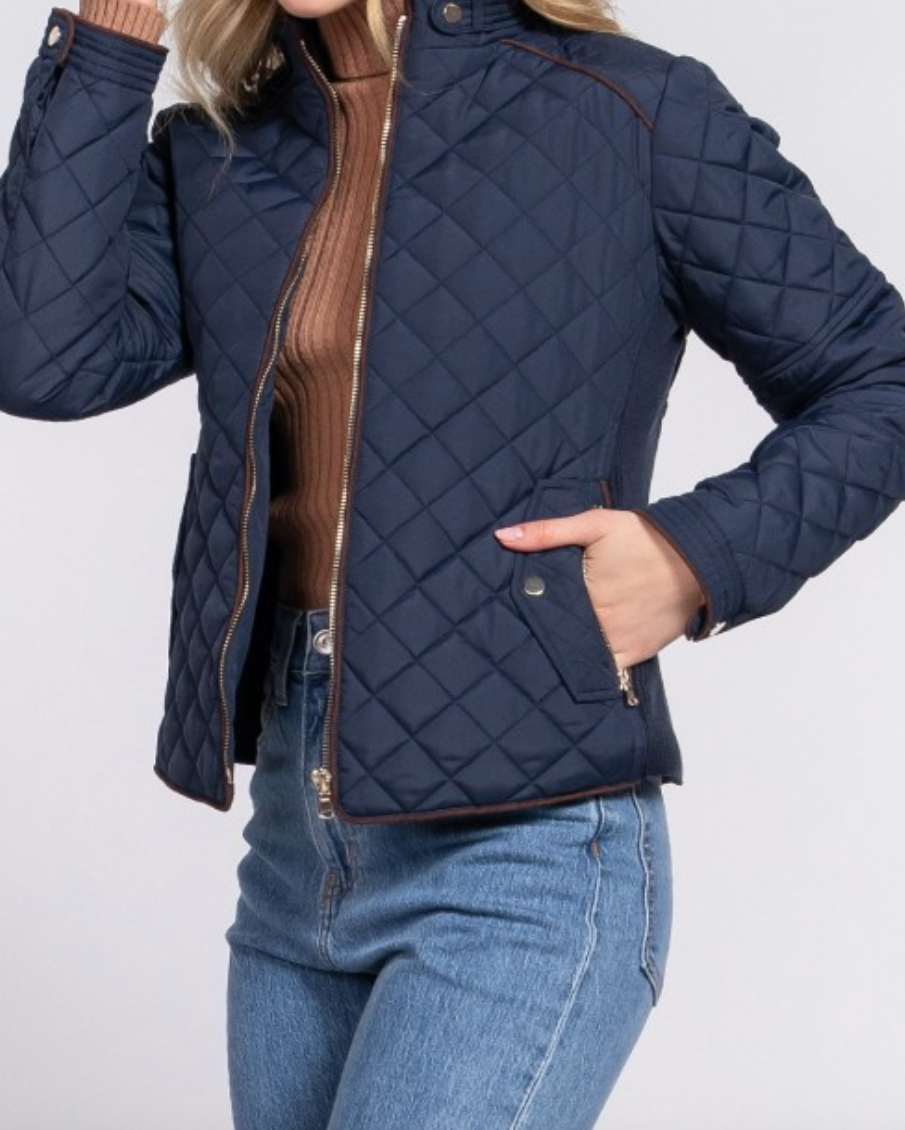 madison quilted jacket - navy