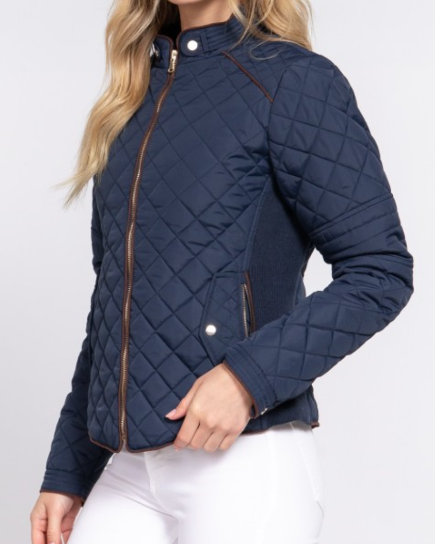 madison quilted jacket - navy
