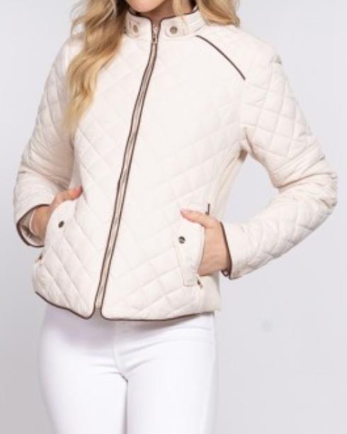 madison quilted jacket - ivory