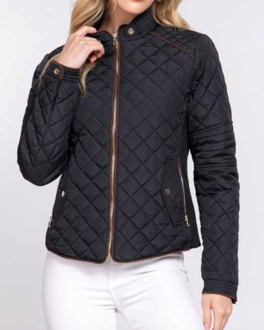 madison quilted jacket -black