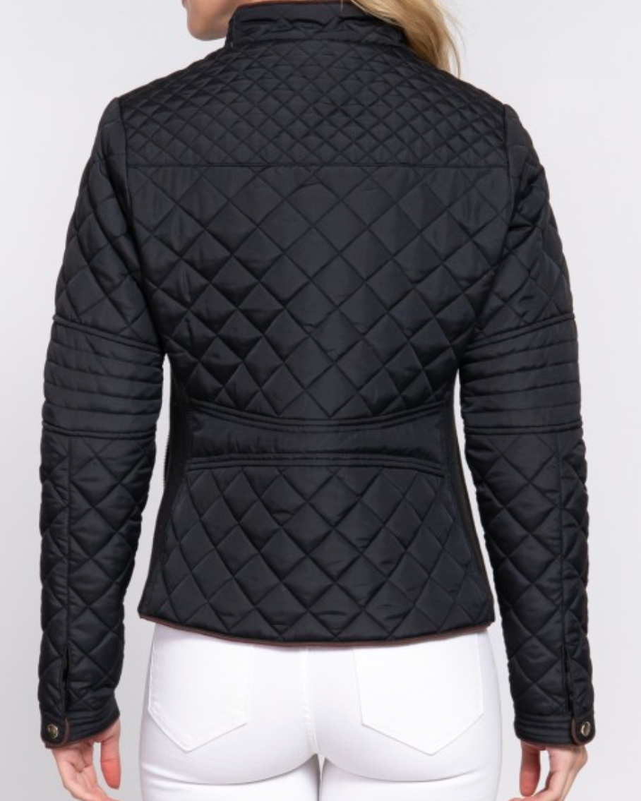 madison quilted jacket -black