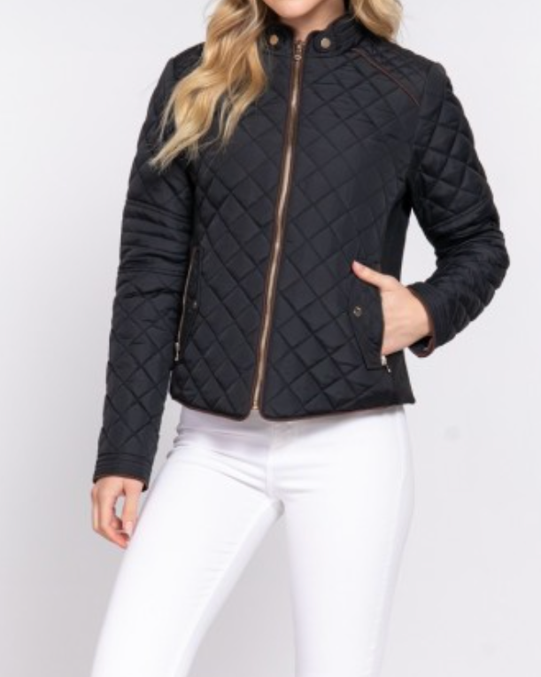madison quilted jacket -black