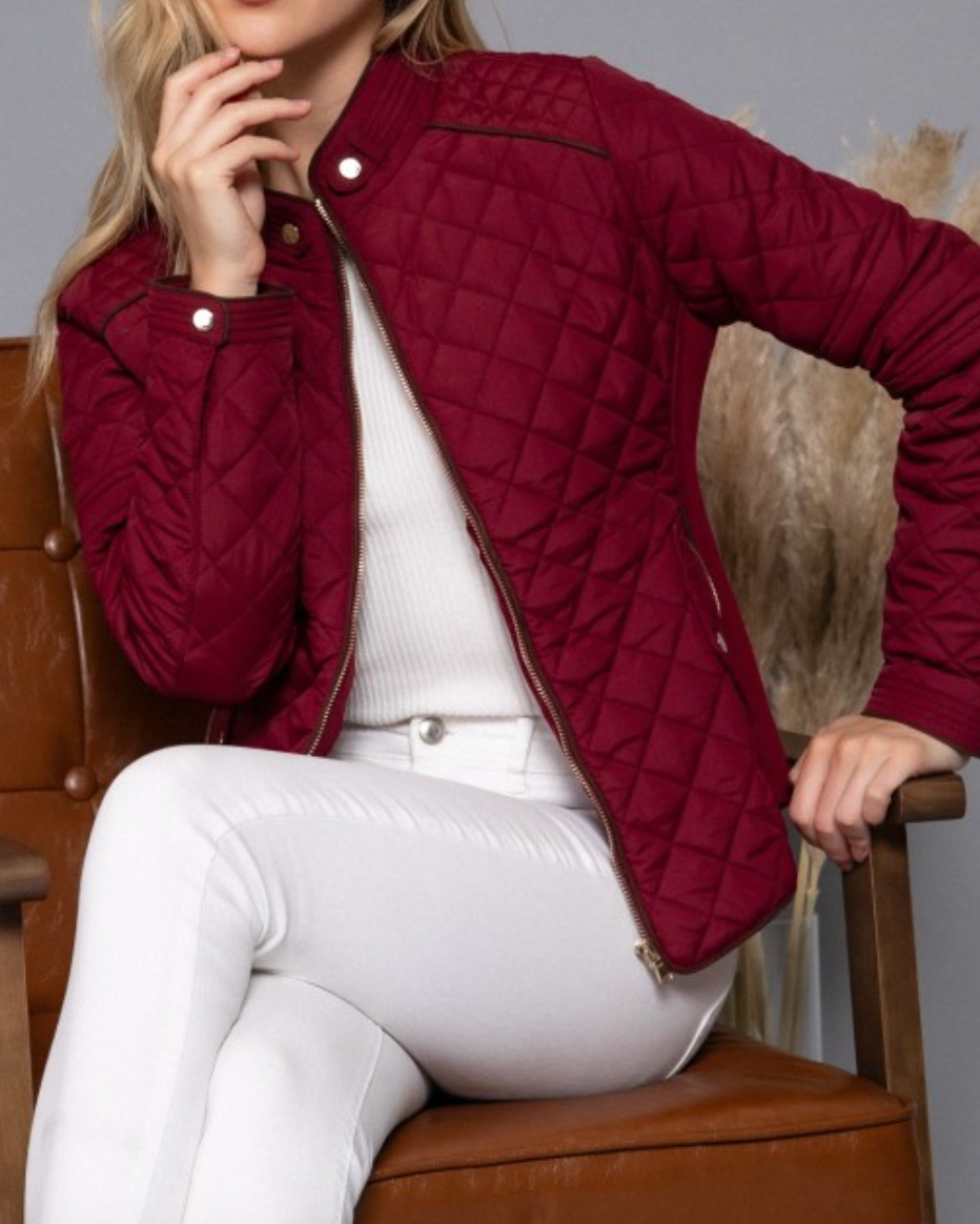 madison quilted jacket - merlot