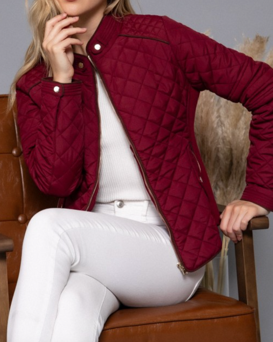 madison quilted jacket - merlot