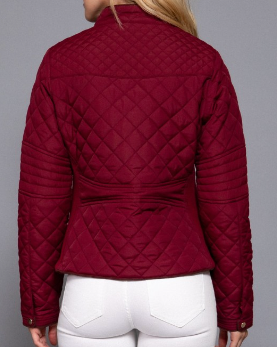 madison quilted jacket - merlot