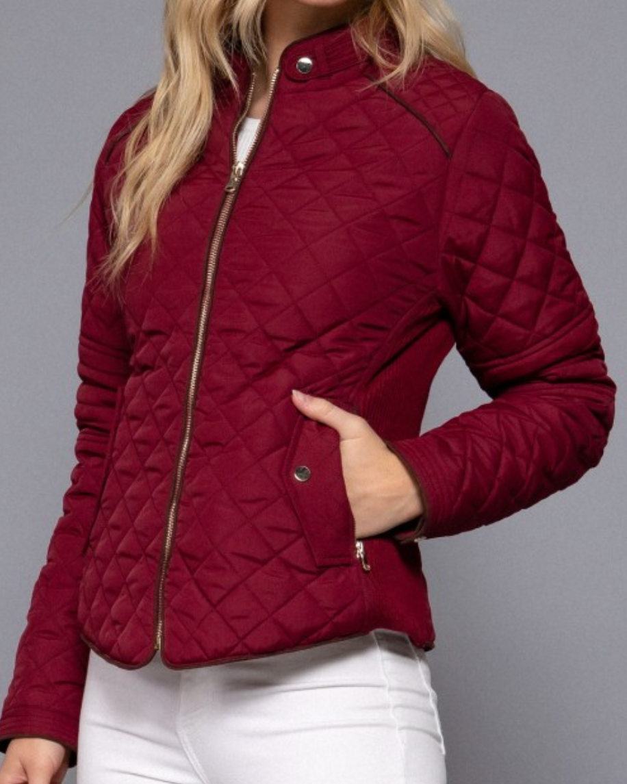 madison quilted jacket - merlot