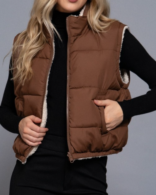 cloud nine reversible vest: brown