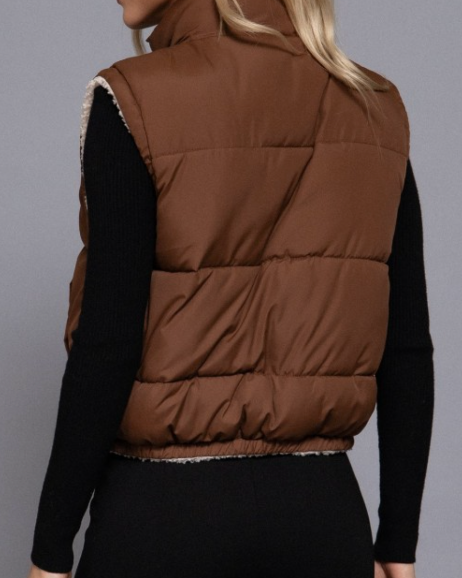 cloud nine reversible vest: brown