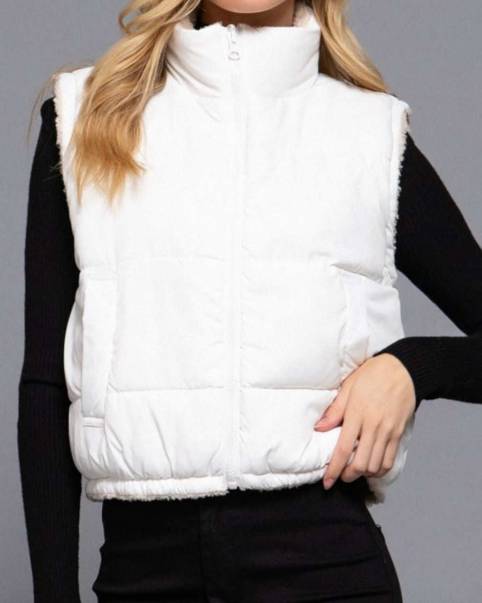 cloud nine reversible vest: soft white