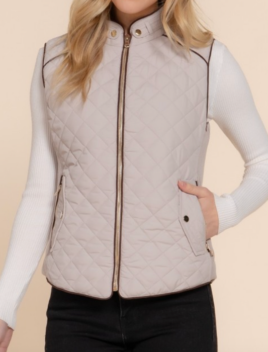 kensington quilted vest -taupe
