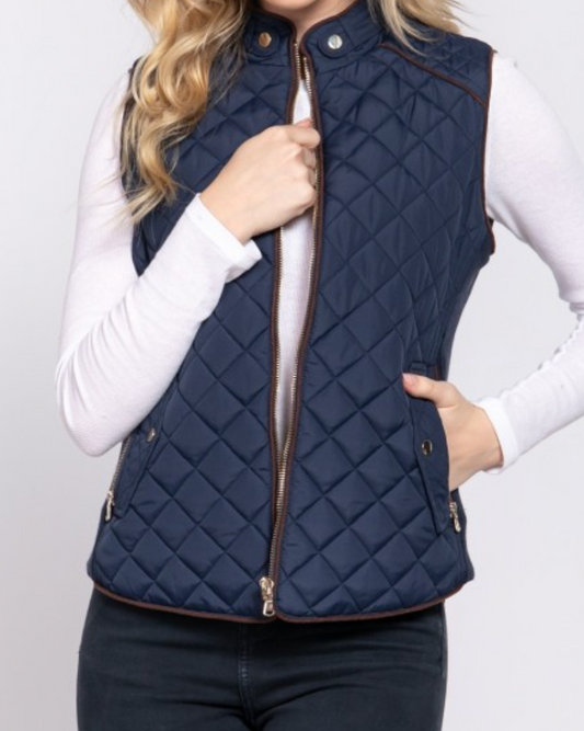 kensington quilted vest - navy