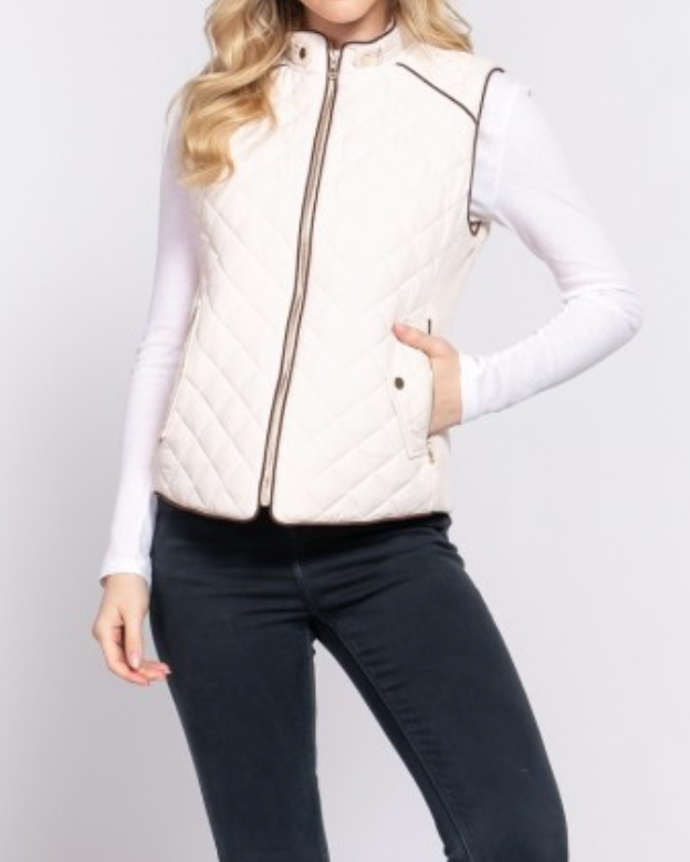 kensington quilted vest -white