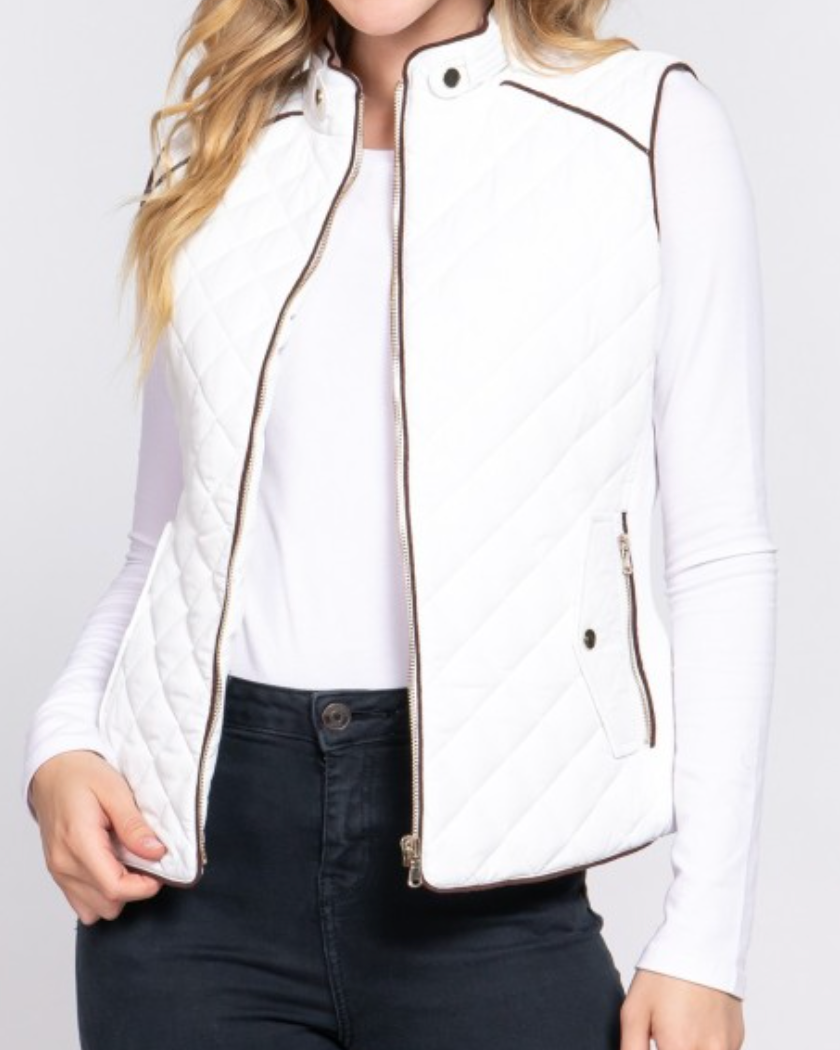 kensington quilted vest -white