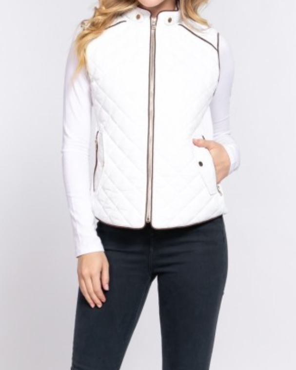 kensington quilted vest -white