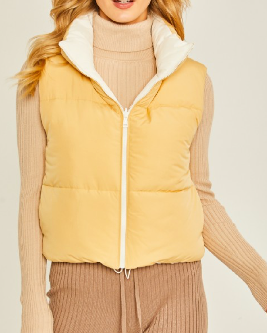 carson reversible puff vest -ivory