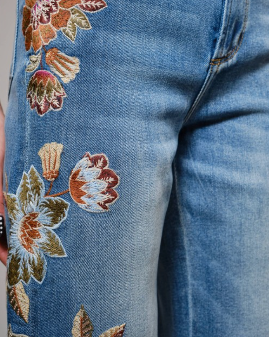 artisan bloom denim jeans