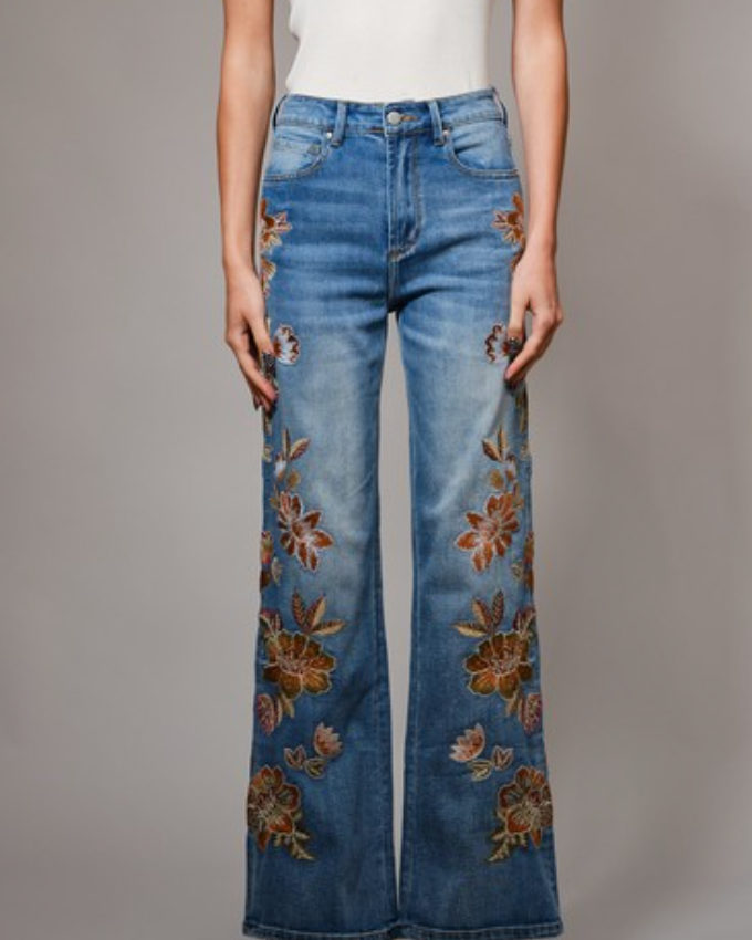 artisan bloom denim jeans