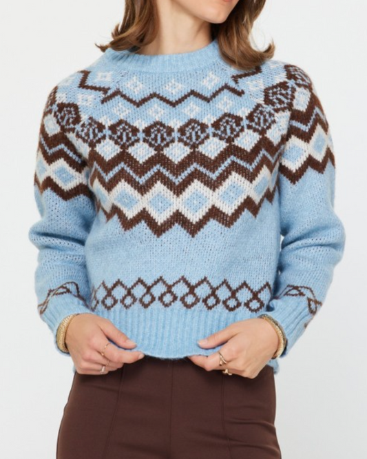 erin fair isle sweater - smokey blue
