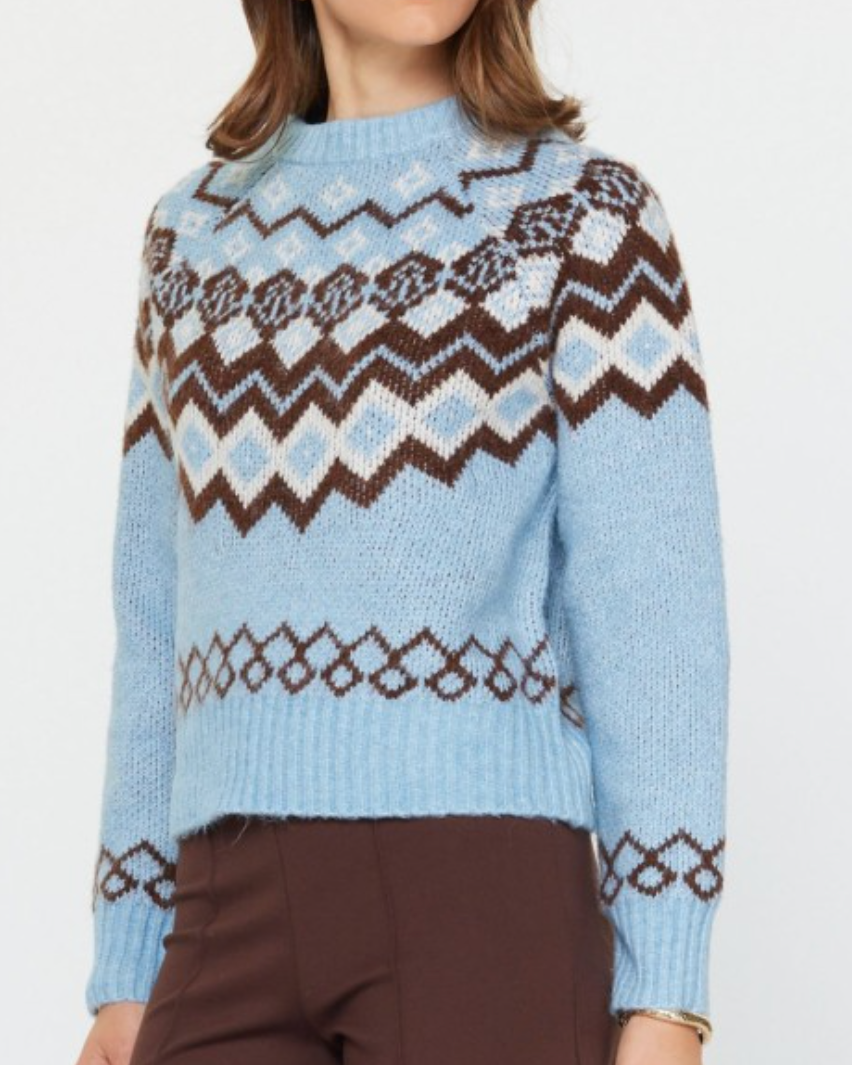 erin fair isle sweater - smokey blue