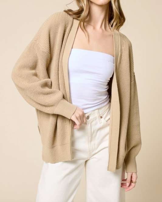 addie open front cardigan - beige