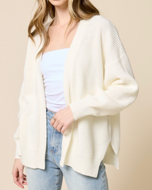 addie open front cardigan -ivory