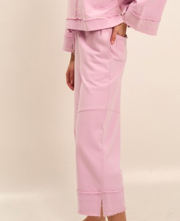 lila french terry capri pants - peony