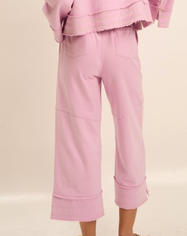 lila french terry capri pants - peony