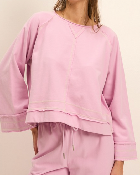 lila french terry sweatshirt - peony