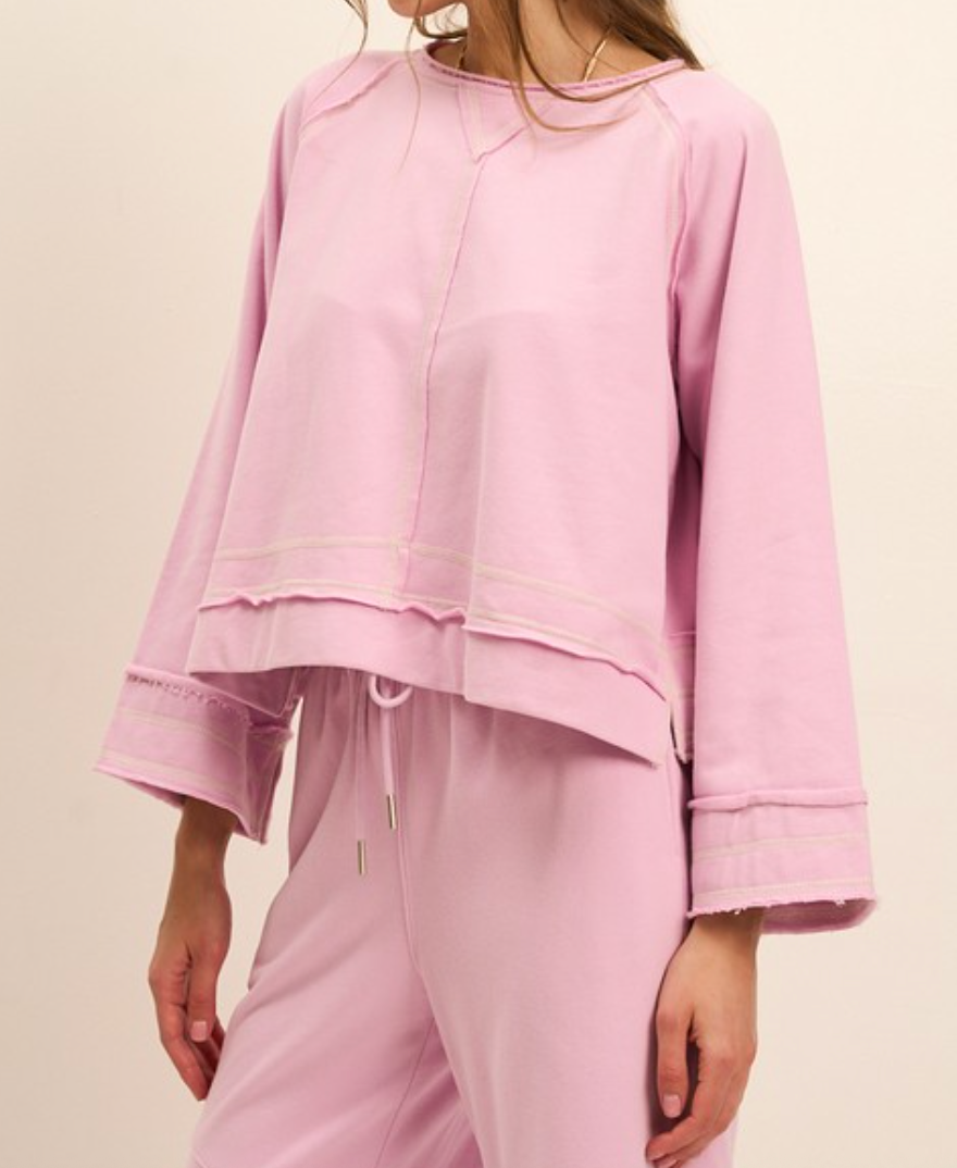 lila french terry sweatshirt - peony