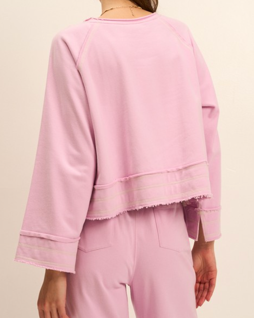 lila french terry sweatshirt - peony