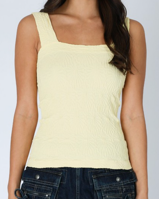 daisy lace textured tank top - buttercream