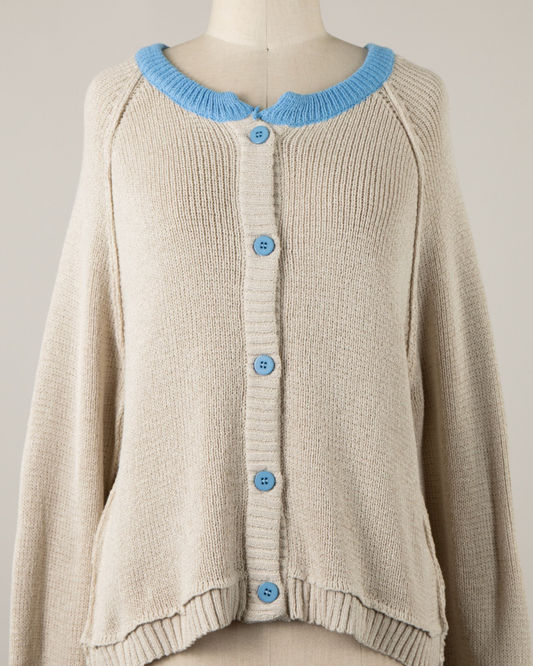 betty two tone cardigan - neutral