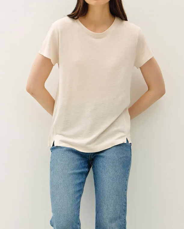 luxe tee -eggshell