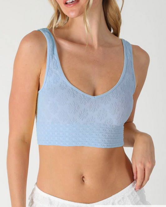 reversible textured lace top - Light Blue