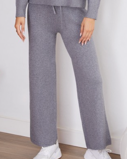 wide leg knit pant - charcoal grey