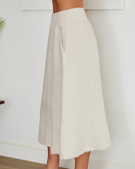 The Soleil Linen Skirt - biege