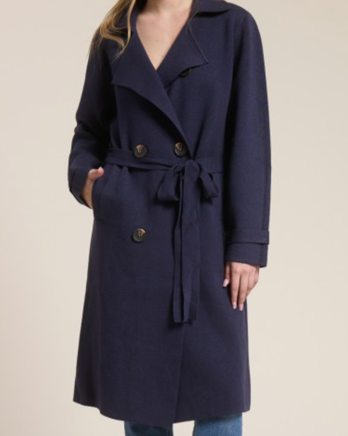 the harley hug double breasted sweater coat - navy