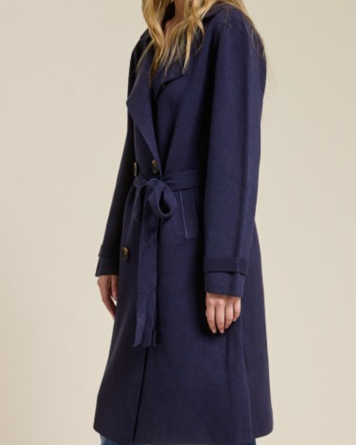 the harley hug double breasted sweater coat - navy