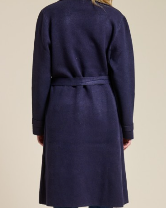 the harley hug double breasted sweater coat - navy