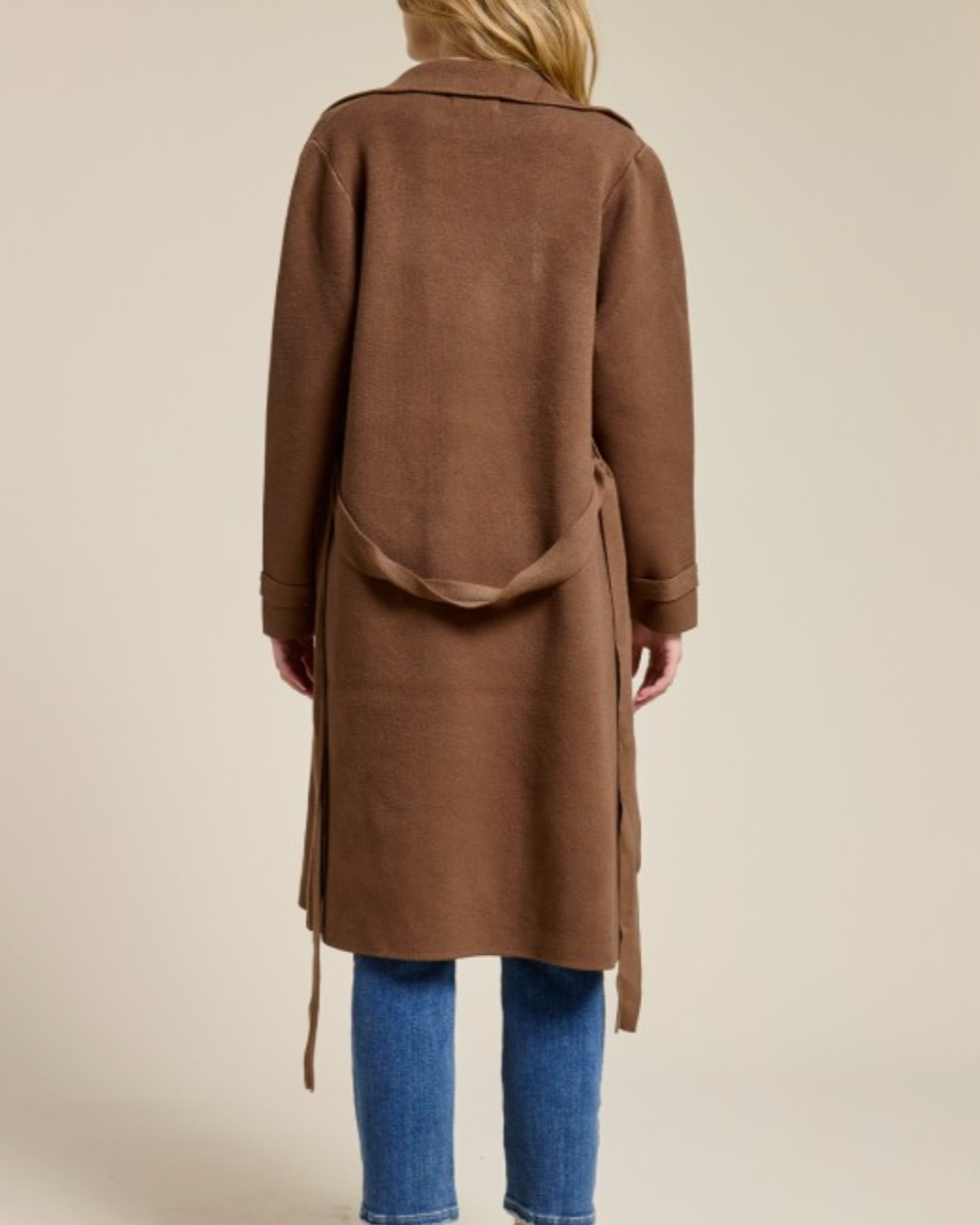 the harley hug double breasted sweater coat - cocoa